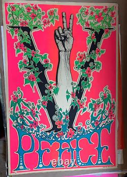 PEACE SIGN 1960's VINTAGE BLACKLIGHT HEADSHOP POSTER By Matt Boulton -NICE