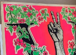 PEACE SIGN 1960's VINTAGE BLACKLIGHT HEADSHOP POSTER By Matt Boulton -NICE