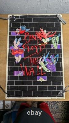 PINK FLOYD THE WALL Flocked Blacklight Poster 1994 Scorpio SCREAMIN HEADS #1652