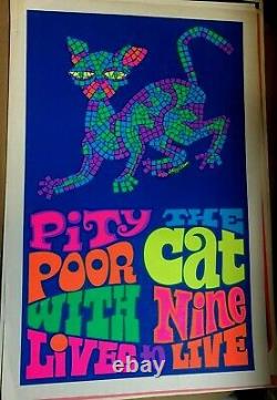 PITY THE POOR CAT VINTAGE 1967 BLACKLIGHT LOVE POSTER By LeROY OLSEN -NICE