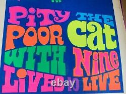 PITY THE POOR CAT VINTAGE 1967 BLACKLIGHT LOVE POSTER By LeROY OLSEN -NICE