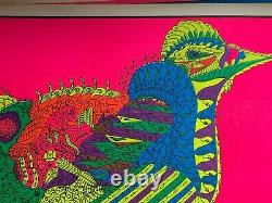 PSYCHEDELIC COLORFUL CHICKEN VINTAGE HIPPIE 1970's BLACKLIGHT POSTER -NICE