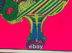 PSYCHEDELIC COLORFUL CHICKEN VINTAGE HIPPIE 1970's BLACKLIGHT POSTER -NICE