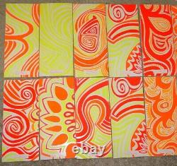 PSYCHEDELIC HIPPIE GREETING CARDS 1967 VINTAGE HAND SCREENED BLACKLIGHT Set/10