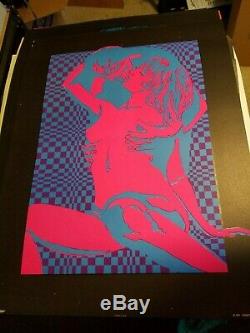 Passionate Love 1971 Vintage Blacklight Nos Poster Blue & Pink Sex -nice