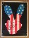 Peace Sign Fingers Original Vintage Blacklight Poster American Flag Psychedelic