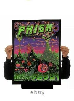 Phish dicks Denver Colorado 2021 poster Rodger Binyone print Blacklight