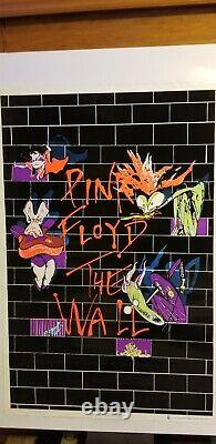 Pink Floyd NEW VINTAGE The Wall Screamin Heads Velvet Flocked Black Light Poster
