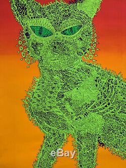 Psychedelic Cat True Vintage Joe Roberts Jr Black Light Poster Brady Bunch 1969
