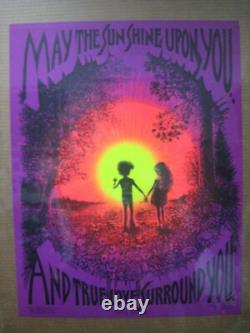 Purple sunshine Love Peace Black Light Poster 1971 synthetic trips In#G6563