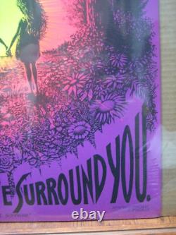 Purple sunshine Love Peace Black Light Poster 1971 synthetic trips In#G6563