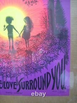 Purple sunshine Love Peace Black Light Poster 1971 synthetic trips In#G6566