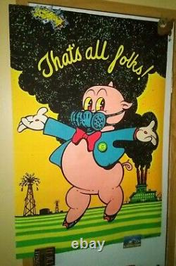 RARE 1971 PORKY PIG POLLUTION BLACKLIGHT POSTER Gemini 23 x 35