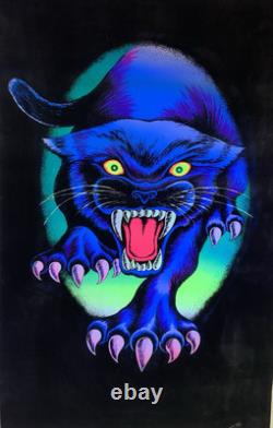 RARE 1978 Vintage Velvet Blacklight Poster MIDNIGHT STALKER 23x32