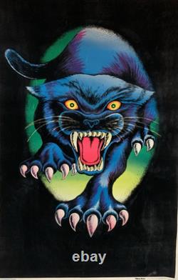 RARE 1978 Vintage Velvet Blacklight Poster MIDNIGHT STALKER 23x32