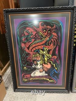 RARE AUTHENTIC 1970s Black Light Poster Sugar and Spice Demon Girl FRAMED