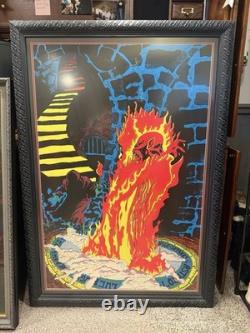 RARE AUTHENTIC black light Poster Vintage 1970 Rage Rising Satan Lucifer Devil