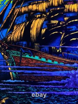 RARE BLACKLIGHT POSTER 32 NOS Vtg 70s Flocked NOS Ghost Ship