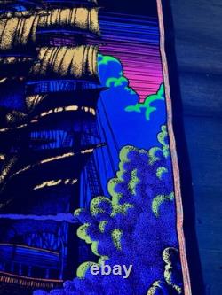 RARE BLACKLIGHT POSTER 32 NOS Vtg 70s Flocked NOS Ghost Ship