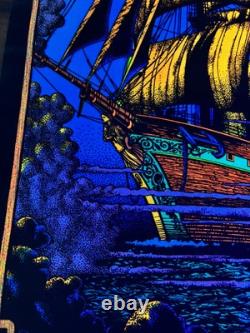 RARE BLACKLIGHT POSTER 32 NOS Vtg 70s Flocked NOS Ghost Ship