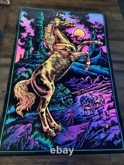 RARE BLACKLIGHT POSTER 32 NOS Vtg 70s Flocked NOS Stallion RARE BLACKLIGHT POSTER 32 NOS Vtg 70s Flocked NOS Stallion