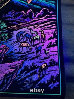 RARE BLACKLIGHT POSTER 32 NOS Vtg 70s Flocked NOS Stallion RARE BLACKLIGHT POSTER 32 NOS Vtg 70s Flocked NOS Stallion