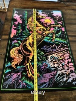 RARE BLACKLIGHT POSTER 32 NOS Vtg 70s Flocked NOS Stallion RARE BLACKLIGHT POSTER 32 NOS Vtg 70s Flocked NOS Stallion