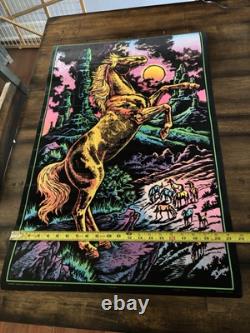 RARE BLACKLIGHT POSTER 32 NOS Vtg 70s Flocked NOS Stallion RARE BLACKLIGHT POSTER 32 NOS Vtg 70s Flocked NOS Stallion