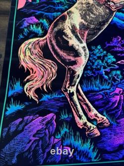RARE BLACKLIGHT POSTER 32 NOS Vtg 70s Flocked NOS Stallion RARE BLACKLIGHT POSTER 32 NOS Vtg 70s Flocked NOS Stallion