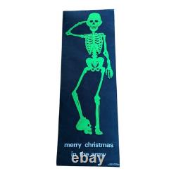 RARE Merry Christmas In The Army Vintage Blacklight Poster Skeleton Germany Huge