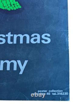 RARE Merry Christmas In The Army Vintage Blacklight Poster Skeleton Germany Huge