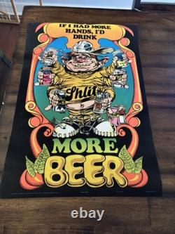 RARE More Beer BLACKLIGHT POSTER 32 NOS Vtg 70s Flocked NOS Nate Owens