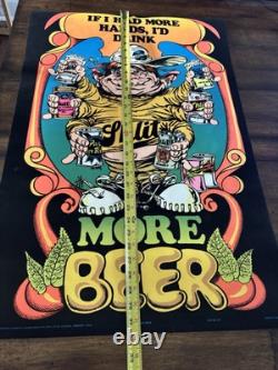 RARE More Beer BLACKLIGHT POSTER 32 NOS Vtg 70s Flocked NOS Nate Owens