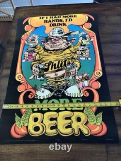 RARE More Beer BLACKLIGHT POSTER 32 NOS Vtg 70s Flocked NOS Nate Owens