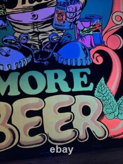 RARE More Beer BLACKLIGHT POSTER 32 NOS Vtg 70s Flocked NOS Nate Owens