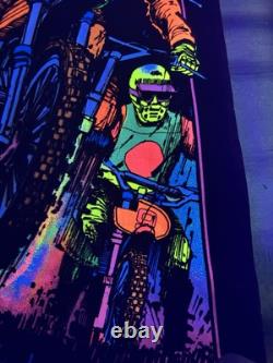 RARE Motocross Dirt Bike VELVET BLACKLIGHT POSTER 32 Rare NOS Vtg 70s Racing