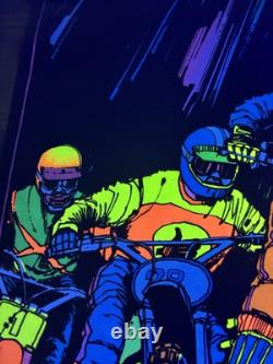 RARE Motocross Dirt Bike VELVET BLACKLIGHT POSTER 32 Rare NOS Vtg 70s Racing