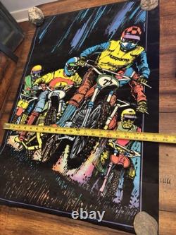 RARE Motocross Dirt Bike VELVET BLACKLIGHT POSTER 32 Rare NOS Vtg 70s Racing