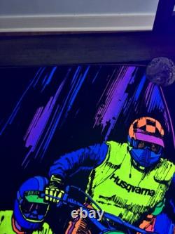 RARE Motocross Dirt Bike VELVET BLACKLIGHT POSTER 32 Rare NOS Vtg 70s Racing