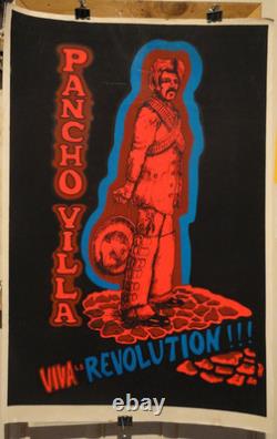 RARE ORIGINAL 1972 PANCHO VILLA Viva La Revolution! Black light poster One Stop