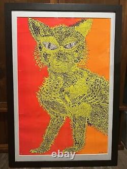 RARE ORIGINAL ELECTRIC CAT JOE ROBERTS JR Blacklight Poster Dated 1967