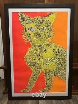 RARE ORIGINAL ELECTRIC CAT JOE ROBERTS JR Blacklight Poster Dated 1967