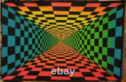 RARE Original 1960s VISUAL DELUSION Blacklight Poster Psychedelic World Dist
