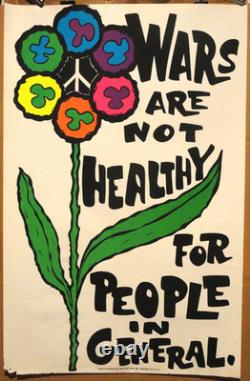 RARE Original 1969 WARS ARE NOT HEALTHY Blacklight Poster Pro Arts 21-3/8 x 33