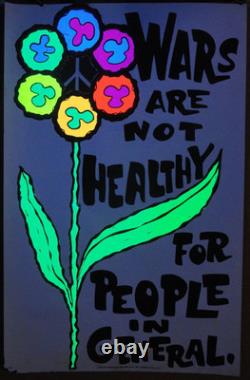 RARE Original 1969 WARS ARE NOT HEALTHY Blacklight Poster Pro Arts 21-3/8 x 33