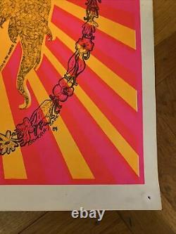 RARE Steve Sachs Blacklight Psychedelic Poster Meditation 1967 Beatles Yogi