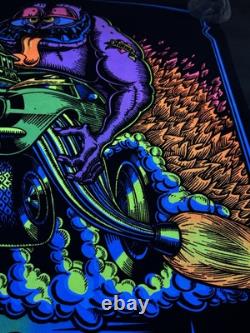 RARE VELVET BLACKLIGHT POSTER BORN DRAG SS'68 CAMARO 32 Rare Ed Roth NOS Vtg