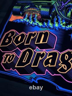 RARE VELVET BLACKLIGHT POSTER BORN DRAG SS'68 CAMARO 32 Rare Ed Roth NOS Vtg
