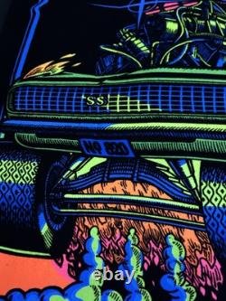 RARE VELVET BLACKLIGHT POSTER BORN DRAG SS'68 CAMARO 32 Rare Ed Roth NOS Vtg