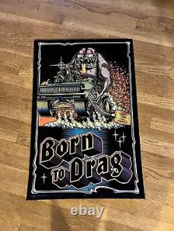 RARE VINTAGE 1970`s BORN TO DRAG VELVET BLACKLIGHT POSTER 1968 CAMARO 32X21